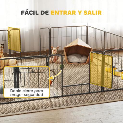 Parque para Perros de 12 Paneles con 2 Puertas Corralito para Perros para Exterior Interior Acero 80x60 cm Gris [5]