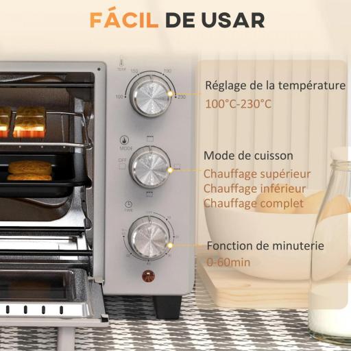 Horno Sobremesa de 21L 1400W Mini Horno Eléctrico Temporizador hasta 60min y Temperatura Regulable hasta 230℃ Plateado [6]