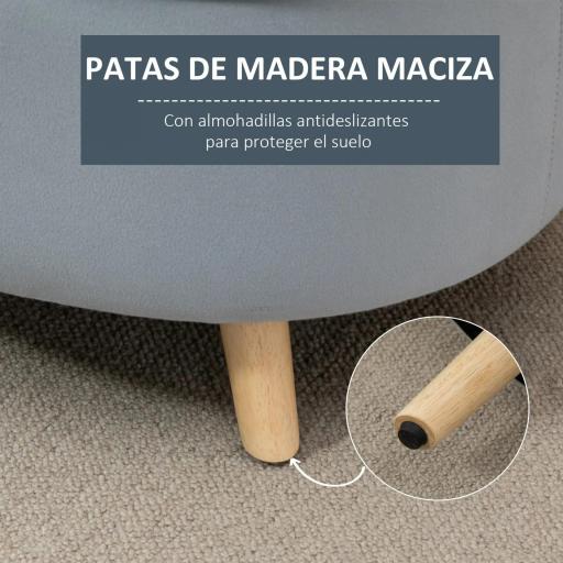 Puff Almacenaje Ovalado, Banco Almacenaje, 71x51,5x42 cm, Tapizado en Terciopelo, con Patas de Madera Maciza, Carga 120 kg, para Sala de Estar, Dormitorio, Entrada, Gris [2]