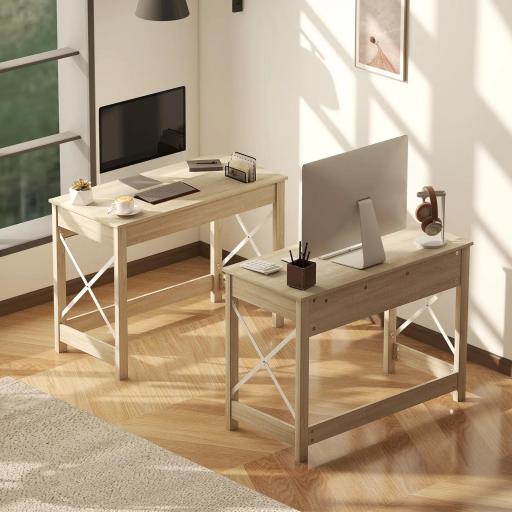 Escritorio Moderno Mesa Escritorio Mesa de Ordenador Fácil de Montar para Oficina Estudio 105x50x76 cm Natural [10]