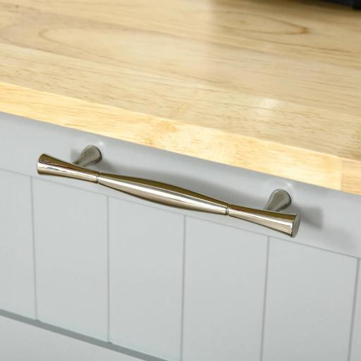 Carro de Cocina con Ruedas Isla de Cocina con 2 Cajones y Barra para Colgar para Comedor 121x46x91 cm Gris [4]