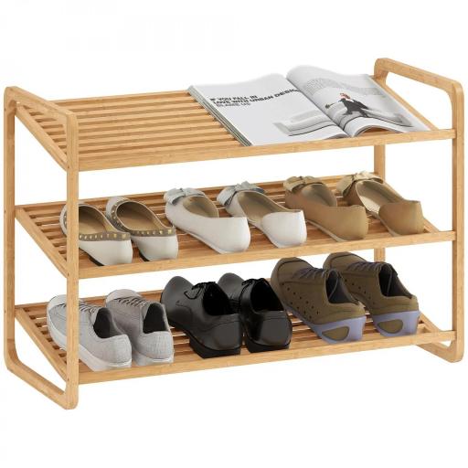 Estantería para Zapatos de Bambú para 12 Pares de Zapatos Estantería para Entrada Dormitorio 76x33x50,8 cm Natural [9]