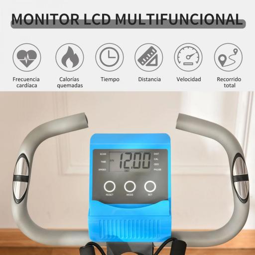 Bicicleta Estática Plegable con Respaldo 8 Niveles de Resistencia Volante Pantalla LCD Pulsómetro y Sillín Ajustable [2]