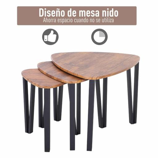  3 Mesitas de Café Mesa de Centro Minimalista Patas de Acero con Funda de Plástico Mesa Nido para Salón Sofá 56x54.2x45.4cm [3]