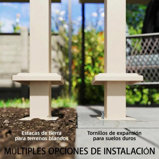Pérgola de Pared de Jardín 3x3 m con Techo Retráctil Protección UPF30+ Drenaje Cenador de Jardín para Exterior Beige [4]