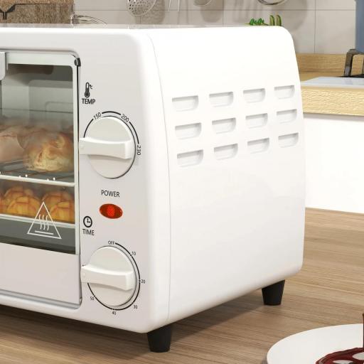 Horno Eléctrico Sobremesa 10L 750W Horno Eléctrico Pequeño Temperatura 230 ℃ y Temporizador 36,5x26x22 cm Blanco [7]