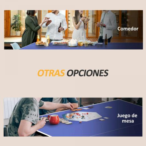 Mesa de Ping-Pong Tamaño Estándar con 4 Ruedas Red 2 Paletas y 3 Pelotas para Interior 274x152,5x76 cm Azul [3]