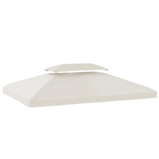 Toldo de Recambio 4x3 m con Techo Doble Orificios de Drenaje y Protección UV Solo Toldo NO Incluye Marco Crema