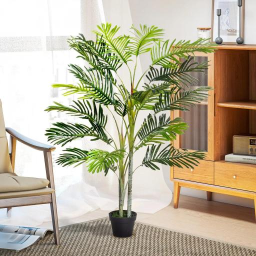 Planta Artificial Palmera 150 cm con Maceta y Musgo para Decoración Interior Salón Oficina Ø18x150 cm Verde [5]
