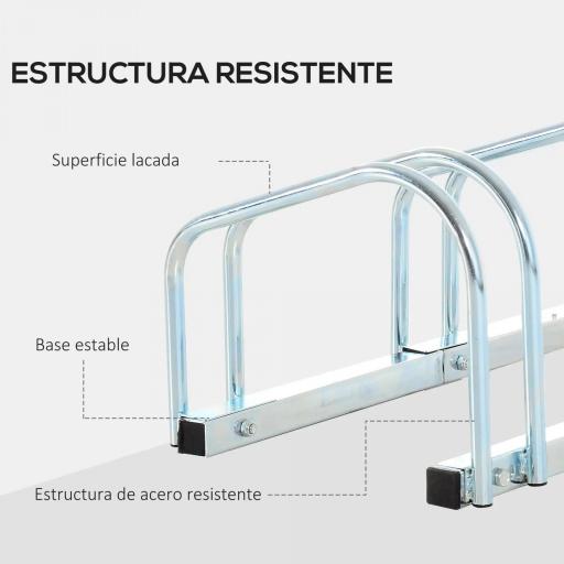 Aparcamiento para 6 Bicicletas Soporte de Acero para Aparcar Bicicletas en el Suelo o Pared 179x33x27 cm Plata [2]