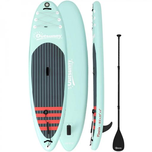 Tabla de Paddle Surf Hinchable 320 cm, con Superficie Antideslizante Remo de Aluminio Ajustable Quilla Bomba y Mochila [10]