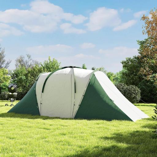 Tienda de Campaña para de 4-6 Personas con 2 Dormitorios Tienda de Camping Impermeable 3000 mm 555x225x190 cm Gris Verde [6]