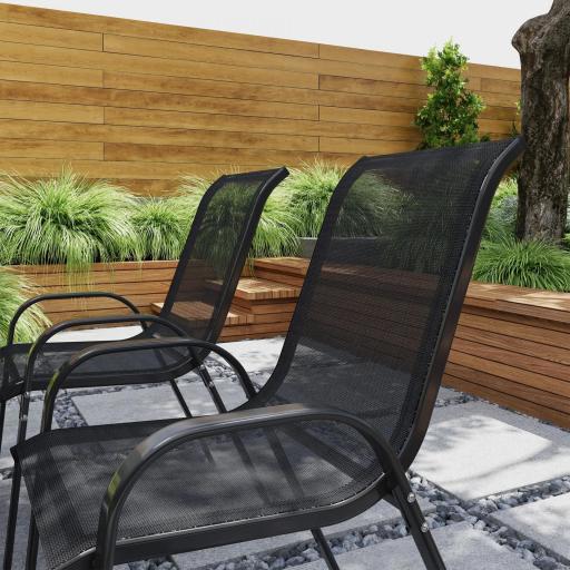 Set de 4 Sillas de Exterior Apilables con Asiento de Malla Respaldo Alto y Marco de Acero para Jardín o Terraza [6]