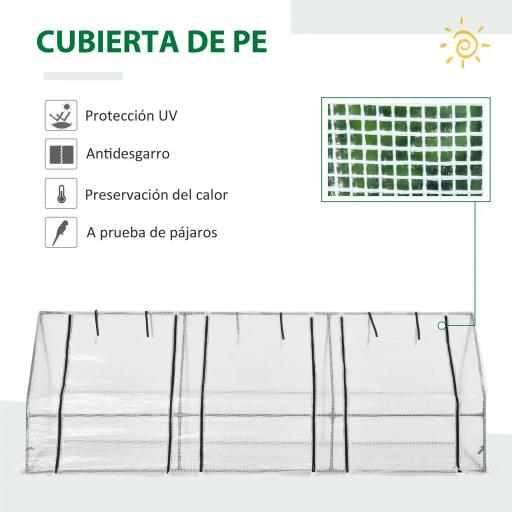 Invernadero de Exterior Invernadero de Jardín 270x90x90 cm Tipo Caseta con 3 Ventanas Marco de Acero y Cubierta de PE 140g/㎡ para Cultivo Plantas Flores Tomates Blanco [2]
