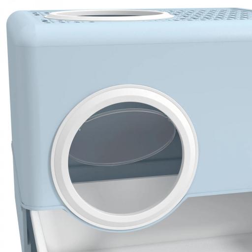 Arenero para Gatos Cubierto con Pala Bandeja Extraíble Entrada Frontal y Salida Superior 52x41x38,5 cm Azul [6]