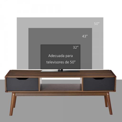 Mueble de TV Mesa de Salón para Televisión de 50 Pulgadas con 2 Cajones y Compartimento Abierto Estilo Moderno 122x39x46 cm Marrón [2]