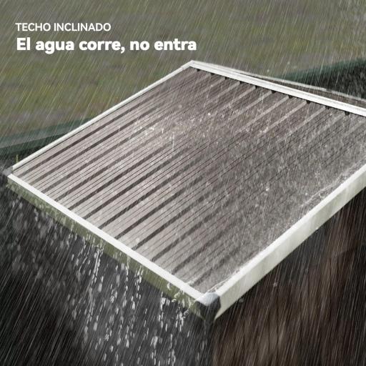 Cobertizo de Jardín Exterior 1,1 m² 136x87x179 cm con Puerta Corredera Techo Inclinado y Guantes Marrón [5]