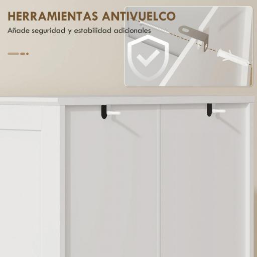 Armario Despensa Cocina con 4 Puertas con 8 Compartimentos 10 Estantes Alacena Moderna con 4 Estantes Ajustables Blanco [6]