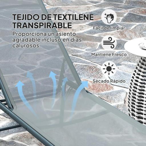 Juego de 2 Tumbonas Plegables Reclinables en 5 Posiciones con Estructura Metálica y Asiento de Malla Transpirable Gris [3]