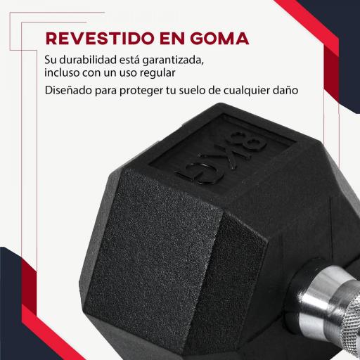 Juego de Mancuernas 2x8 kg con Barra de Conexión de Metal Cabeza Hexagonal para Entrenamiento en Casa Negro y Plata [4]