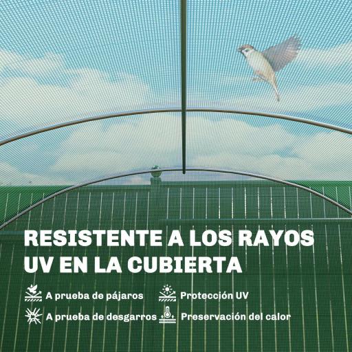Invernadero de Túnel 6x3x2 m con 3 Puertas Enrollables 6 Ventanas de Malla y Estructura de Acero Galvanizado Verde [3]