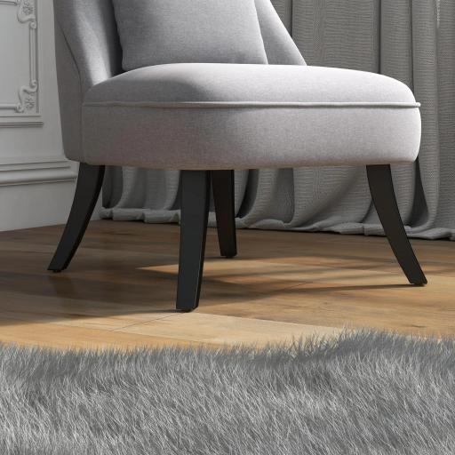 Butaca de Salón Tapizado en Lino con Cojín y Marco de Madera Sillón para Sala de Estar Gris [7]