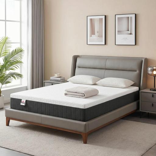 Colchón 190x135 cm Grosor 25 cm Colchón Viscoelástico de Muelles Ensacados de 7 Zonas Firmeza Media Funda Lavable [7]