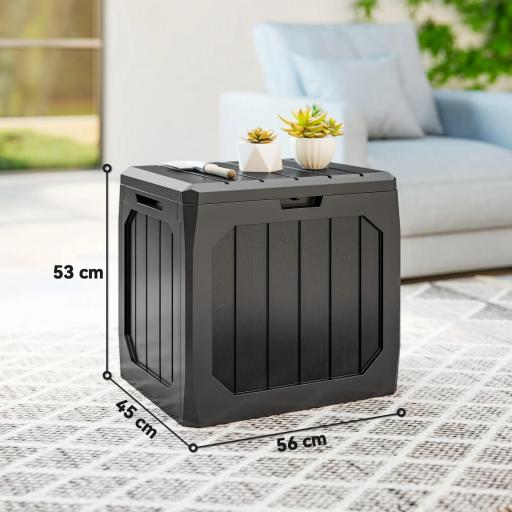 Baúl de Almacenaje Exterior de Plástico Capacidad 121L con 2 Asas y Tapa Bloqueable Impermeable 56x45x53 cm Negro [1]