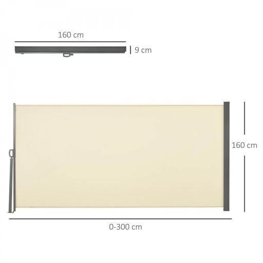Toldo Lateral Retráctil 300x160cm Pantalla Enrollable Mampara de Privacidad y Protección Solar para Balcón Terraza Crema [1]