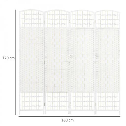 Biombo Separador de Ambientes de 4 Paneles Plegable de Cuerda de Papel 160x170cm Decoración para Dormitorio Salón Blanco [6]