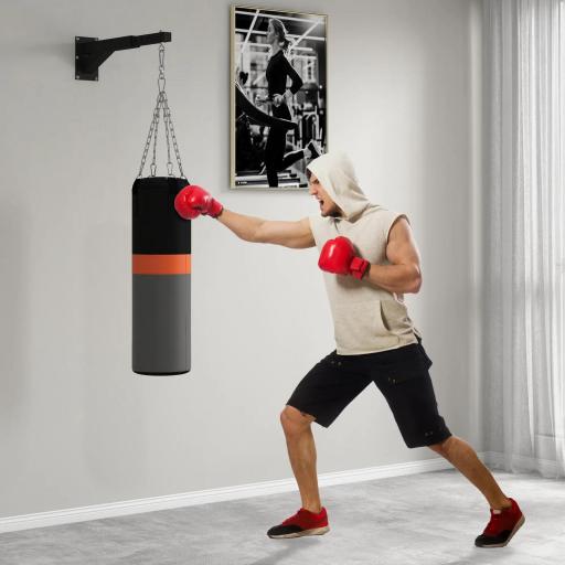 Soporte Saco Boxeo de Pared con Distancia Ajustable Gancho Giratorio Cadenas 45-65 cm Negro