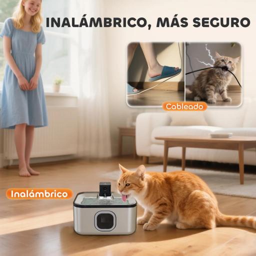 Fuente para Gatos de Acero Inoxidable 5L Bebedero Gatos Automático con Luz LED Bomba Súper Silenciosa y Filtro Plata [1]
