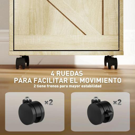Cajonera de Oficina con 2 Cajones Cajonera con Ruedas con Cerradura Carpetas Colgantes para Tamaño A4 41x42x56cm Natural [4]