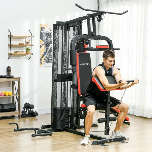 Multiestación de Musculación con Placas de Peso de 45 kg Carga Max. 110 kg para Entrenamiento 225x175x200 cm Negro [5]
