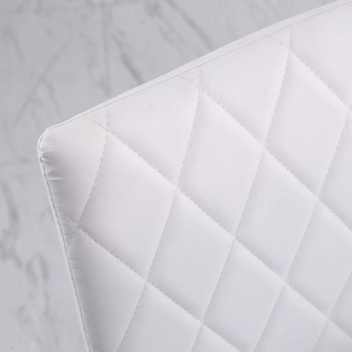 Pack de 4 Sillas de Comedor, Sillas de Cocinas Modernas, Respaldo Alto con Costuras Decorativas de Diamantes, Tapizadas en Cuero Sintético, Patas de Acero, Blanco [4]