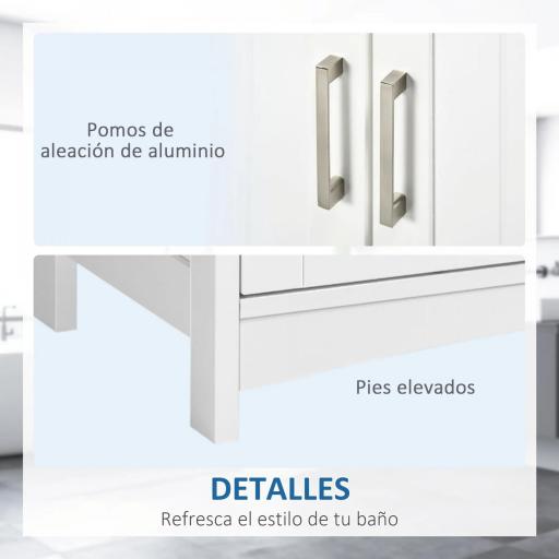 Mueble para Debajo del Lavabo Armario de Suelo para Baño de Madera Estilo Moderno 60x30x60 cm Blanco [8]
