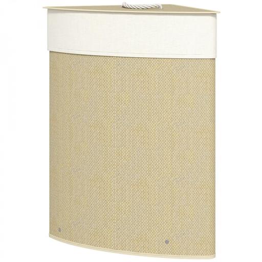 Cesto de Ropa de Bambú 55L, Cesto Triángulo con Bolsa Desmontable y Lavable, Tapa, Asa, 35x35x60cm, Natural [7]