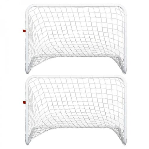 Set de 2 Porterías de Fútbol con Red y Balón para Niños y Adultos, Juguete Deportivo para Exterior Jardín con Inflador, de Acero y Poliéster, 78x46x56 cm, Blanco [4]