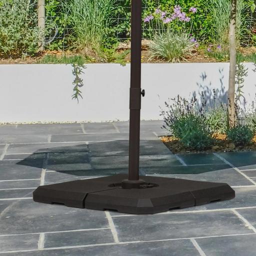 Set de 4 Piezas Soporte de Parasol Base para Sombrilla Terreza o Jardín Rellenable de 80 kg de Agua o 120 kg de Arena Estable 100x100x9,5 cm Negro [4]