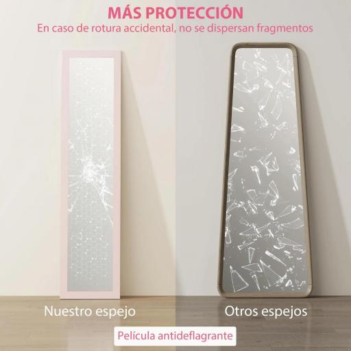Espejo de Cuerpo Entero 157x37 cm con Marco de MDF Espejo de Pie Inclinado o Colgante Rosa Perla Claro [6]