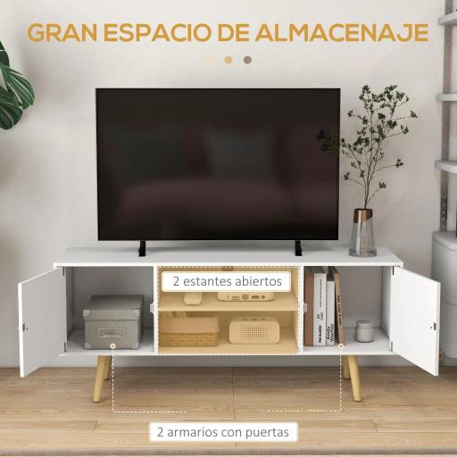 Mueble de TV con 2 Puertas 2 Estantes de Almacenamiento para Televisores de hasta 55 Pulgadas 120x34x50 cm Blanco [2]
