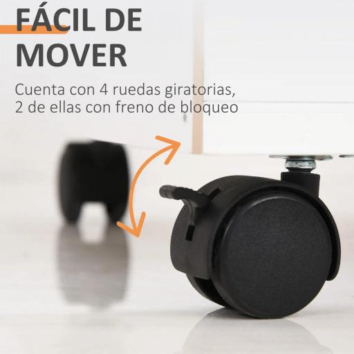 Cajonera de Oficina con Cajón con Cerradura y Armario con Ruedas Soporte de Impresora para Estudio 40x35x60 cm Blanco [3]