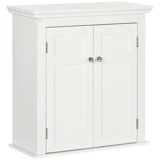 Mueble de Baño Colgar con Estantes Ajustables y Puertas con Cierre Magnético Armario de Pared 58x24x60 cm Blanco [9]