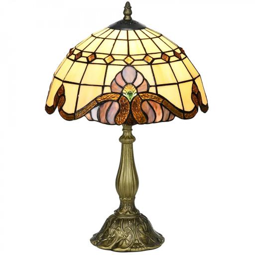 Lámpara de Mesa Hecha a Mano Estilo Clásico Lámpara de Noche de Vidrio para Dormitorio Salón Ø30x48 cm Multicolor [9]