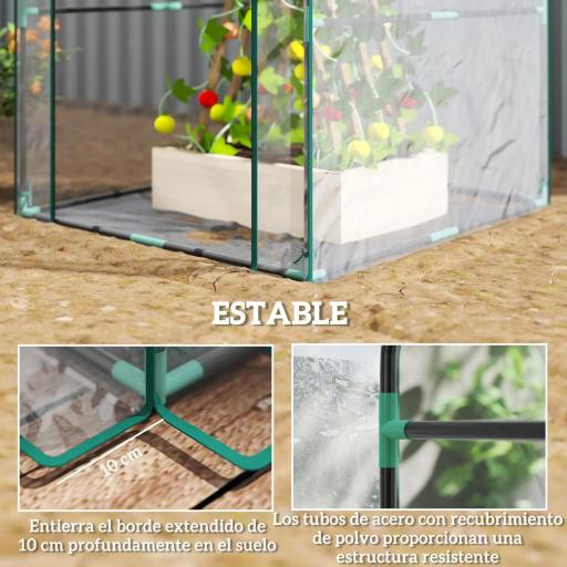 Invernadero de Exterior con Puerta con Cremallera Base Impermeable y Marco de Acero 90x90x105 cm Transparente [6]