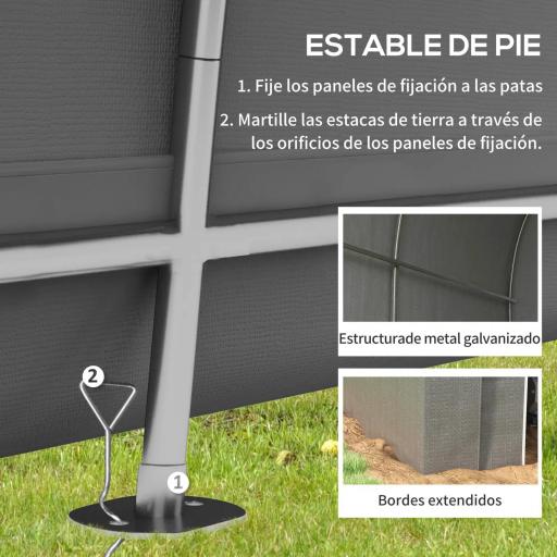 Carpa de Jardín para Bicicletas con Marco de Acero Puerta con Cremallera Impermeable 2,4x1,6x1,9 m Gris Claro [5]