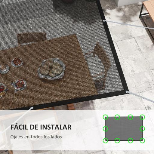 Toldo Vela de Sombra Rectangular 3x2 m Toldo de Jardín Protección Solar 65% Transpirable y Anticongelante Negro [5]