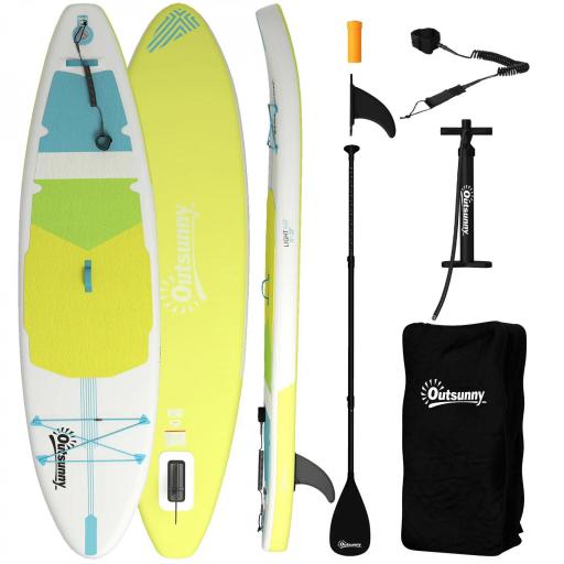 Tabla de Paddle Surf Hinchable 320 cm, con Superficie Antideslizante Remo de Aluminio Ajustable Quilla Bomba y Mochila [8]