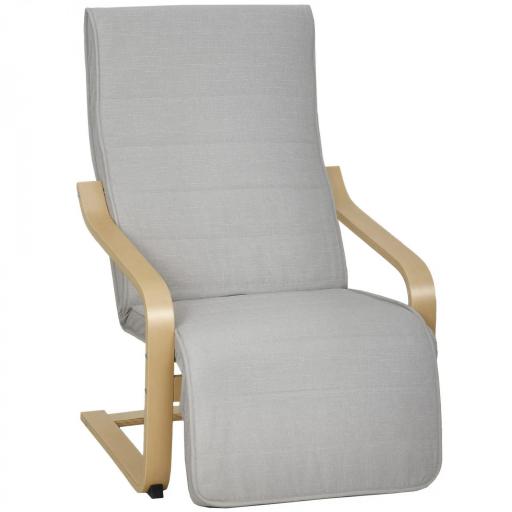 Sillón de Salón con Reposapiés Ajustable Butaca Tapizada en Lino Sintético para Oficina Dormitorio 66,5x94x100cm Gris [9]