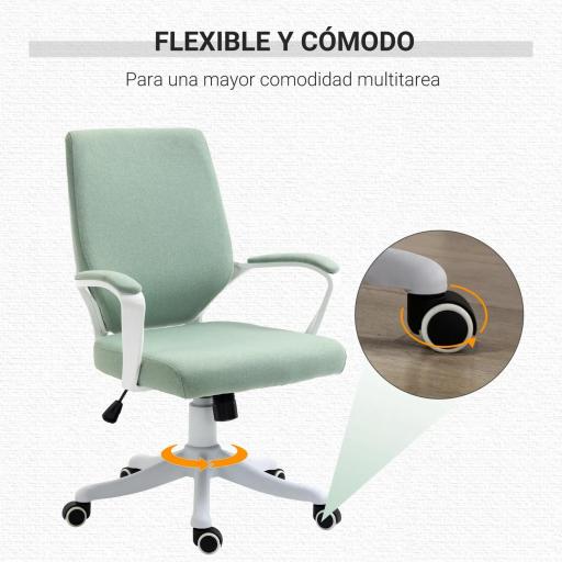 Silla de Escritorio Giratoria Silla de Oficina Basculante con Reposabrazos y Altura Ajustable 62x69x92-100 cm Verde [3]